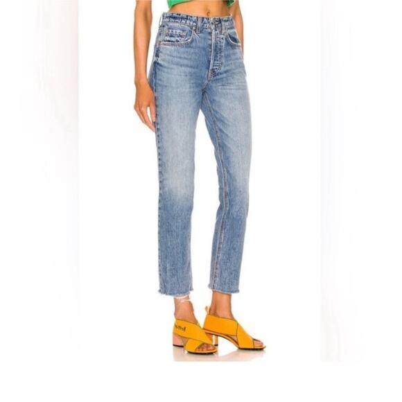 Revolve GRLFRND Karolina High Rise Straight Crop Raw Hem Jeans Size 24 - Picture 1 of 13